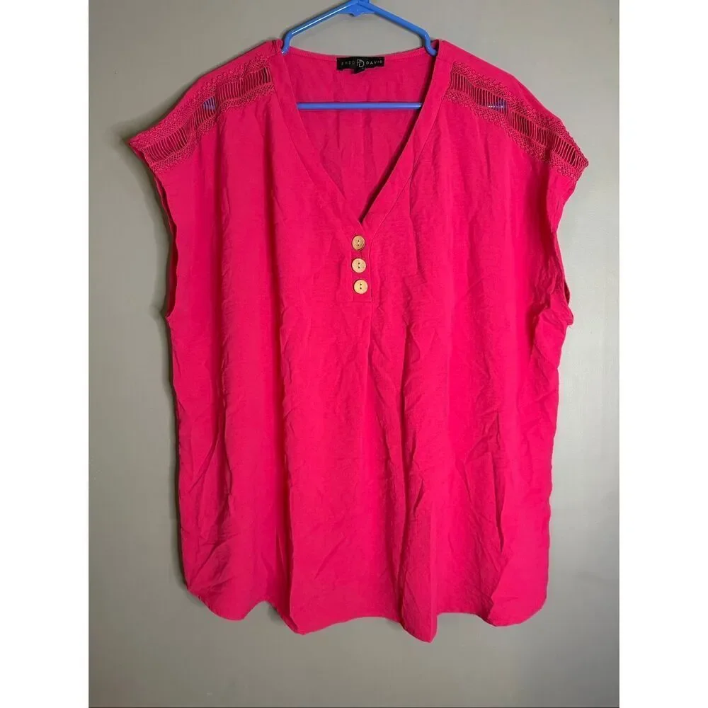 Fred David Pink Sleeveless Top Size 2X NWOT